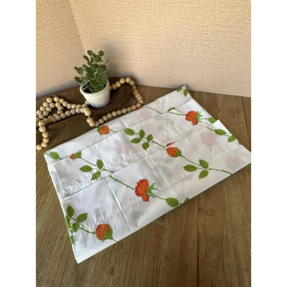 Vtg 1970s Christian Dior Wamsutta The Dior Rose Twin Fitted Sheet 2 Pillowcases